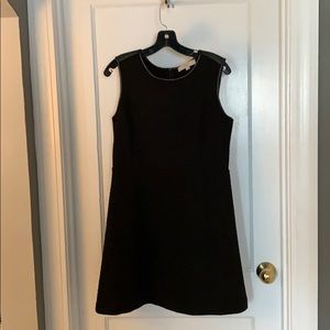 Black cotton dress with leather accent